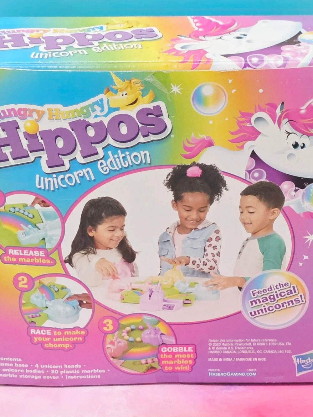 Hungry Hungry Hippos - Unicorn Edition, Open Box, Complete Family Board Game